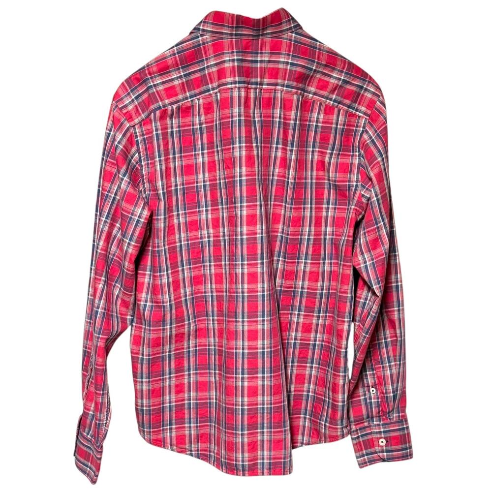 UntuckIt Ojai Long Sleeve Button Up Red White Blue Gray Plaid Cotton Large - Picture 3 of 3